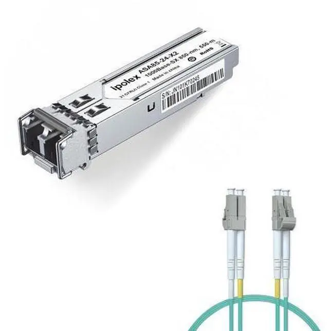 Main image of 1 Pack 1000BASE-SX SFP LC Transceiver and 1 Pack OM3 LC to LC Fiber Patch Cable Multimode Fiber Duplex - LSZH 5 Meter(16ft)