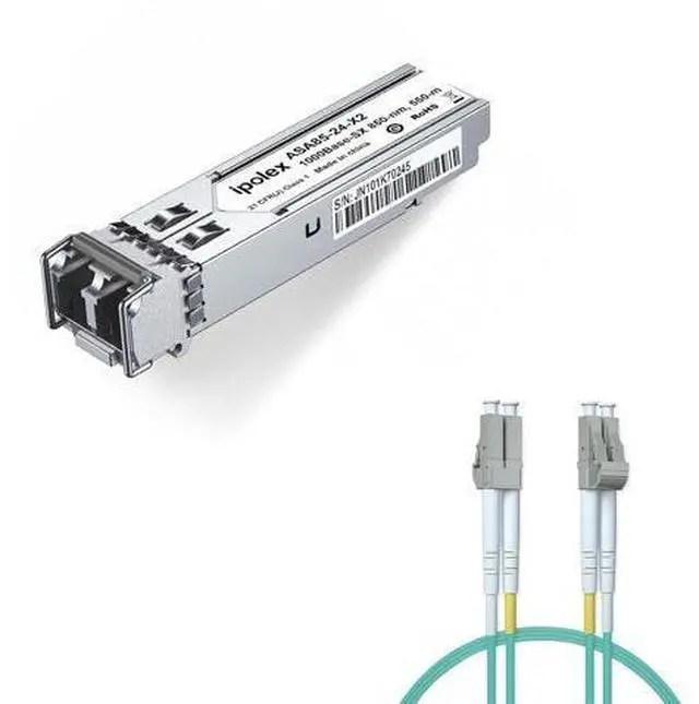 Main image of 1 Pack 1000BASE-SX Transceiver and 1 Pack OM3 LC to LC Fiber Patch Cable Multimode Fiber Duplex - LSZH 3 Meter(10ft)