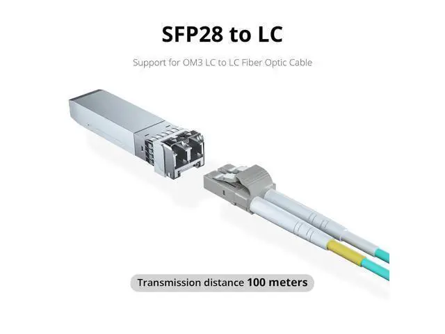 Alt view image 3 of 5 - 25GBase-SR SFP28 SFP+ Transceiver Compatible with Intel E25GSFP28SRX, 850nm Duplex LC MMF, up to 100-m, DOM