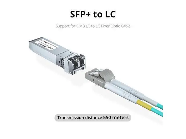 Alt view image 3 of 6 - SFP+ 10GBase SR LC Multimode Module, 10G Fiber SFP Transceiver for Cisco SFP-10G-SR, Ubiquiti UniFi UACC-OM-MM-10G, Meraki MA-SFP-10GB-SR, Mikrotik and More, 850nm, up to 300M
