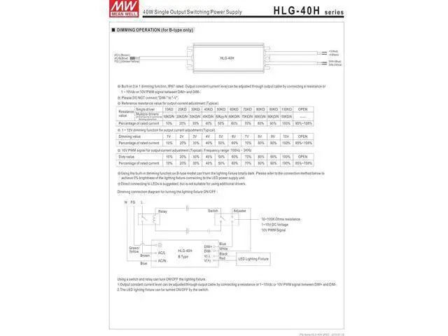 Alt view image 5 of 6 - MEAN WELL HLG-40H-12B Class 2 IP67 Enclosed Switching Power Supply, 12VDC, 3330 mA, 40 Watt