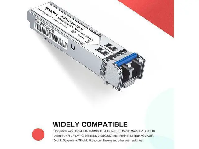 Alt view image 2 of 7 - ipolex 1.25G SFP Single Mode LC Transceiver, 1000Base LX Fiber SFP Module, 1310nm SMF, for Cisco GLC-LH-SMD, Ubiquiti UF-SM-1G, Meraki, TP-Link TL-SM311LS and More, 2 Pack