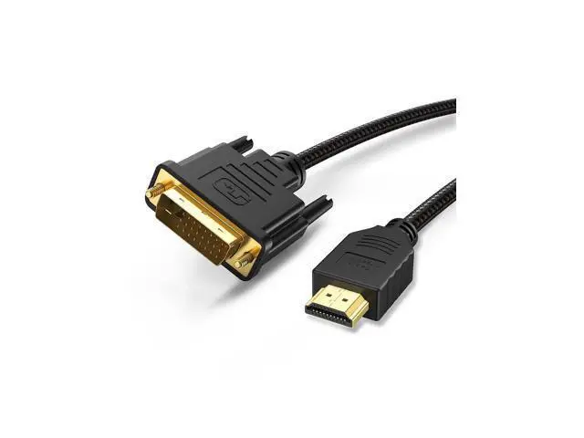 Main image of 5ft HDMI to DVI Cable, Bi-Directional Nylon Braid, Supports 1080p, 24+1 HDMI Male to DVI Male for Monitor, HDTV, Projector