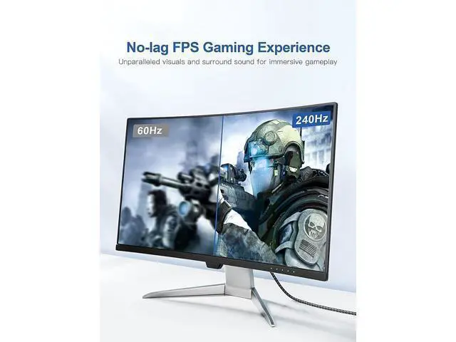 Alt view image 3 of 7 - 8K DisplayPort Cable 1.4 10FT, DP to DP UHD Speed Display Port Cord, Cable Support HBR3 32.4Gbps HDCP Braided Cable for TV FreeSync G-Sync Gaming Monitor PC Laptop