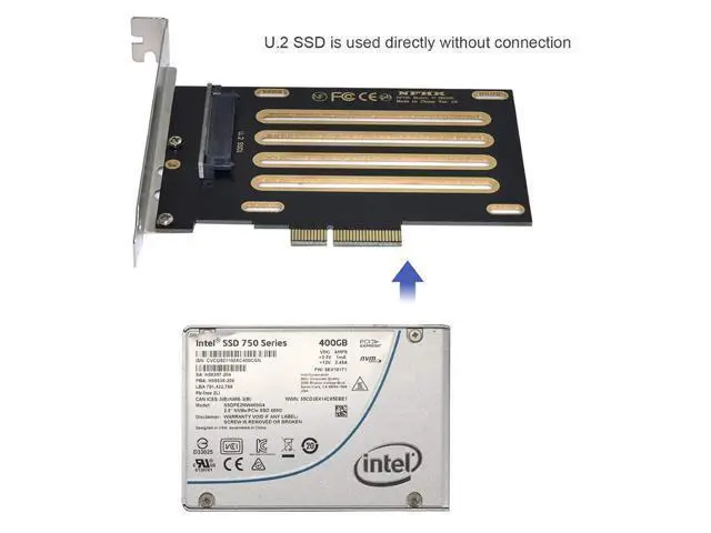 Alt view image 4 of 7 - CY U.2 U2 Kit SFF-8639 to PCI-E 3.0 x4 Lane Host Adapter for Intel Motherboard & 750 NVMe PCIe SSD