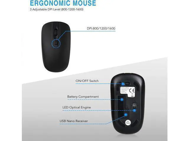 Alt view image 3 of 7 - Wireless Mute Keyboard and Mouse Combo,for Computer, Laptop, PC, Desktop, Notebook, Windows 7, 8, 10-(Black)