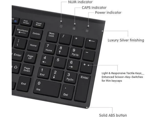 Alt view image 5 of 7 - Wireless Mute Keyboard and Mouse Combo,for Computer, Laptop, PC, Desktop, Notebook, Windows 7, 8, 10-(Black)