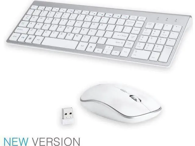 Main image of Wireless Mute Keyboard and Mouse Combo,for Computer, Laptop, PC, Desktop, Notebook, Windows 7, 8, 10-(White)