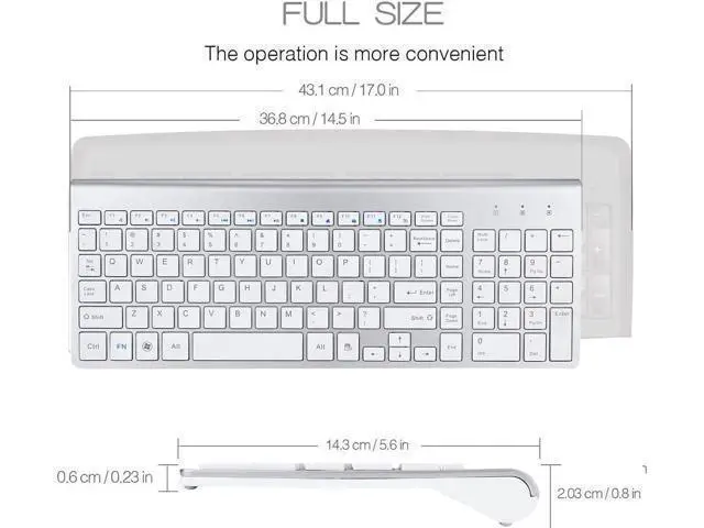 Alt view image 4 of 7 - Wireless Mute Keyboard and Mouse Combo,for Computer, Laptop, PC, Desktop, Notebook, Windows 7, 8, 10-(White)