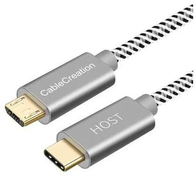Main image of USB C to Micro USB Cable 6.6 FT, Braided USB C to Micro USB OTG Cable, Type C to USB Micro Compatible with Raspberry Pi Zero MacBook Pro Air S22 Pixel, etc, 2M Space Gray