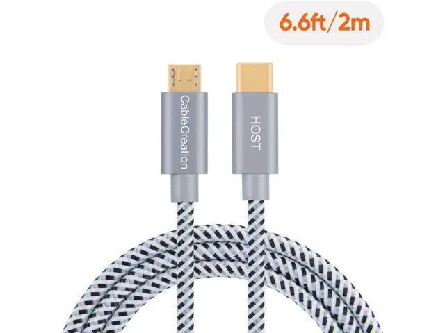 Alt view image 5 of 7 - USB C to Micro USB Cable 6.6 FT, Braided USB C to Micro USB OTG Cable, Type C to USB Micro Compatible with Raspberry Pi Zero MacBook Pro Air S22 Pixel, etc, 2M Space Gray