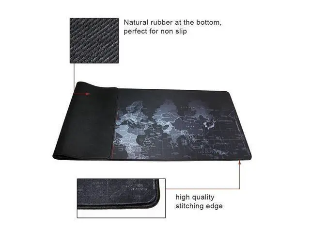 Alt view image 6 of 7 - World Map Large Extended Gaming Mouse Pad Mat with Stitched Edges, Waterproof, Thick 2mm, Wide & Long Mousepad 31.5x11.8x0.08"