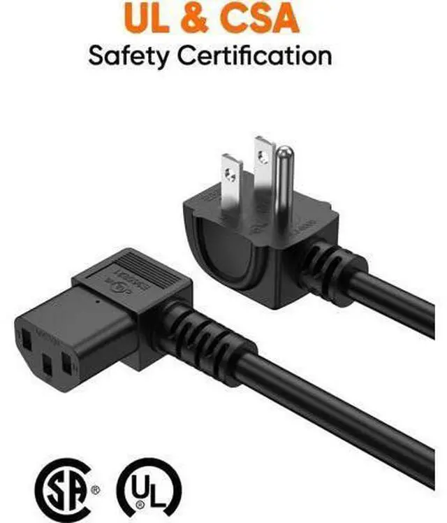 Alt view image 4 of 7 - 3 Feet 18 AWG Universal Power Cord for NEMA 5-15P Angle Type to IEC320 C13 Angle Type Cable, 0.915M / Black2 Pack