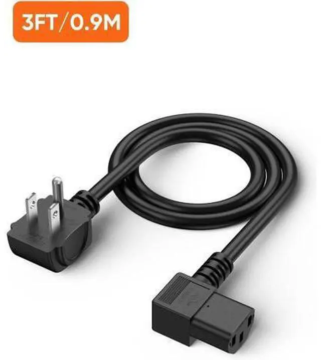 Alt view image 5 of 7 - 3 Feet 18 AWG Universal Power Cord for NEMA 5-15P Angle Type to IEC320 C13 Angle Type Cable, 0.915M / Black2 Pack