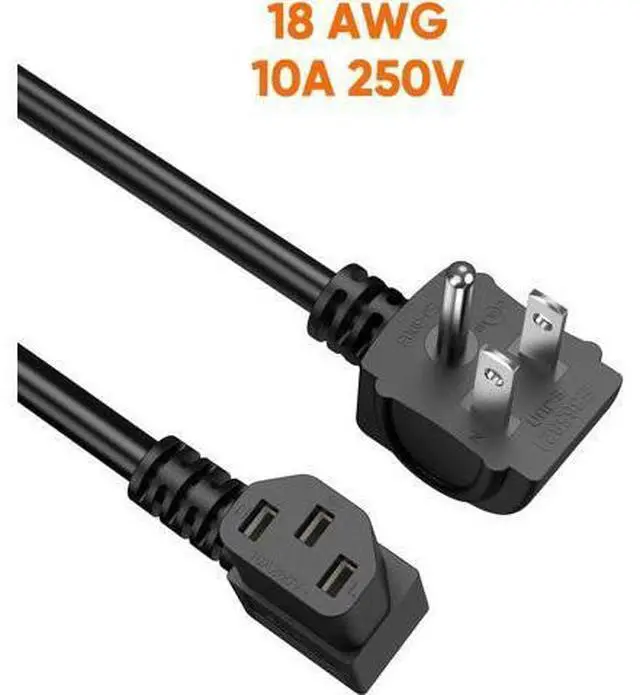 Alt view image 6 of 7 - 3 Feet 18 AWG Universal Power Cord for NEMA 5-15P Angle Type to IEC320 C13 Angle Type Cable, 0.915M / Black2 Pack
