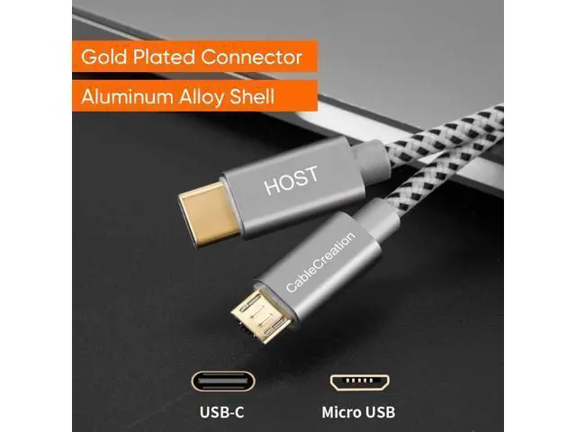 Alt view image 2 of 7 - USB C to Micro USB Cable 6.6 FT, Braided USB C to Micro USB OTG Cable, Type C to USB Micro Compatible with Raspberry Pi Zero MacBook Pro Air S22 Pixel, etc, 2M Space Gray