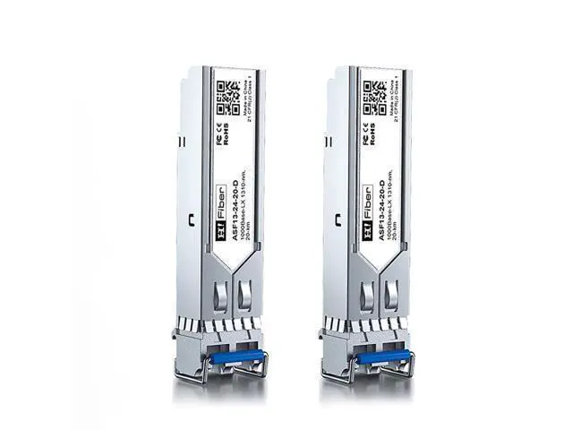 Main image of H!Fiber 1.25G Single Mode SFP LC Module, 1000Base-LX/LH Fiber Transceiver for Cisco GLC-LH-SMD, Meraki, Ubiquit UniFi, TP-Link, Fortinet, Intel, Netgear, Mikrotik and More (SMF,1310nm,20km,DDM) 2 Pack