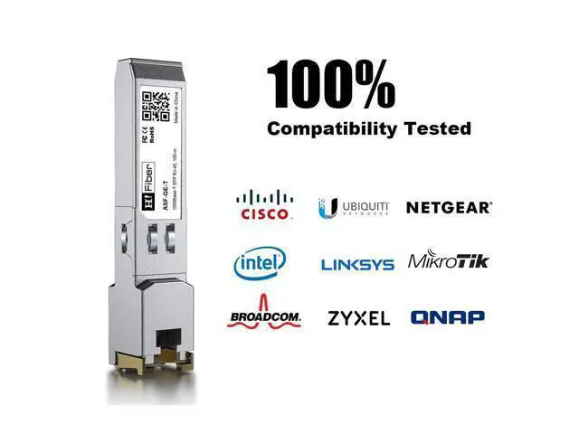 Alt view image 6 of 7 - H!Fiber 1G SFP to RJ45 Module, 1000Base-T Gigabit Ethernet Copper SFP Transceiver, 1.25Gb for Cisco GLC-T/SFP-GE-T, Meraki MA-SFP-1GB-TX, Mikrotik, Ubiquiti UniFi UF-RJ45-1G, Intel, Netgear, 100m