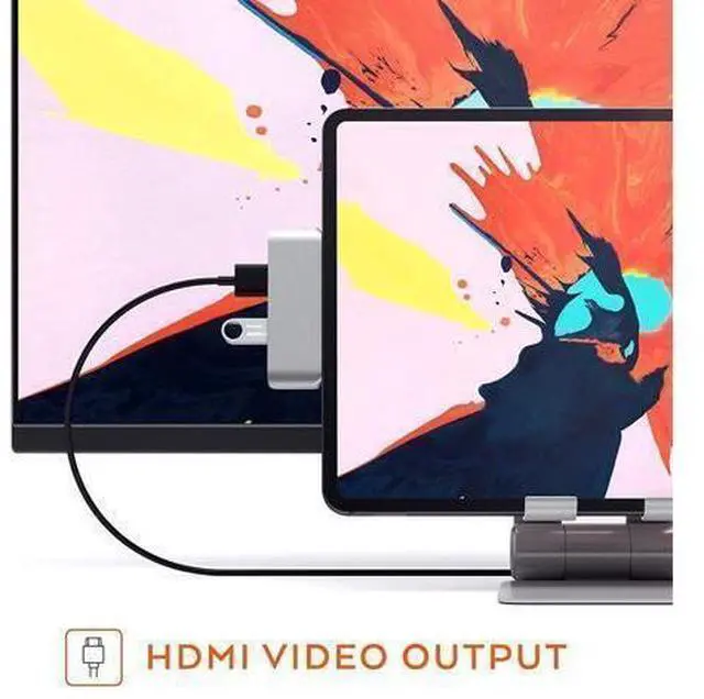 Alt view image 7 of 7 - USB Type-C Hub for 2018 iPad Pro and MacBook Pro, USB C Hub Adapter with USB-C PD Charging, 4K HDMI, USB 3.0 & 3.5 mm Headphone Jack, Silver
