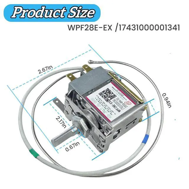 Alt view image 2 of 7 - WPF28E-EX / 17431000001341 Temperature Control Thermostat, Refrigerator Thermostat, fit for Midea, Arctic King, Insignia Vissani Chest Freezer Replace WPFE28L-L, Temperature Control Thermostat