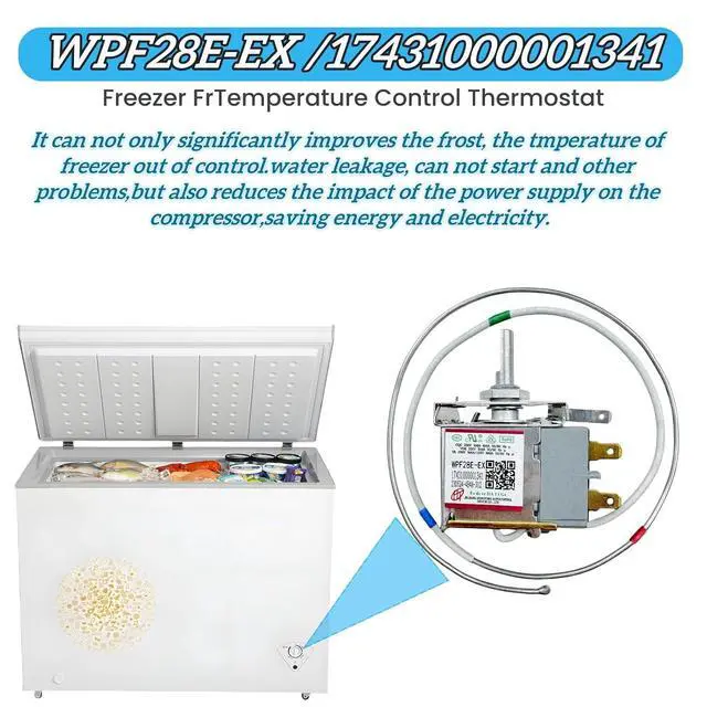 Alt view image 3 of 7 - WPF28E-EX / 17431000001341 Temperature Control Thermostat, Refrigerator Thermostat, fit for Midea, Arctic King, Insignia Vissani Chest Freezer Replace WPFE28L-L, Temperature Control Thermostat