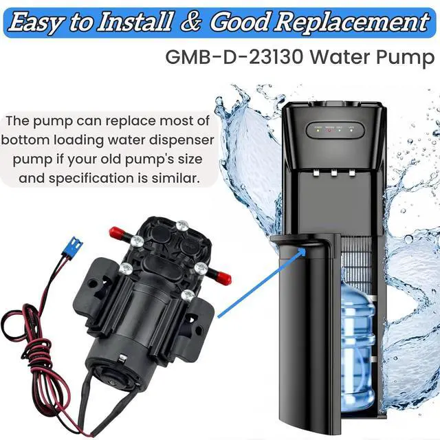 Alt view image 2 of 7 - GMB-D-23130 Water Pump,DC 12V 1.2L/min fit for Avalon, Primo, Brio Bottom Loading Bottled Water Cooler Dispenser, replace DP005A2 fit for Bottom Loading Water Dispenser