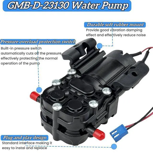 Alt view image 3 of 7 - GMB-D-23130 Water Pump,DC 12V 1.2L/min fit for Avalon, Primo, Brio Bottom Loading Bottled Water Cooler Dispenser, replace DP005A2 fit for Bottom Loading Water Dispenser