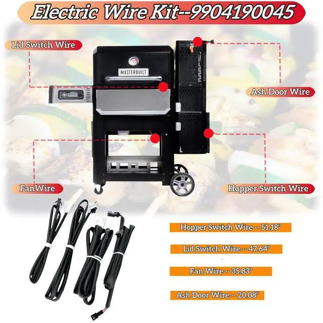 Alt view image 3 of 7 - 9904190040 Fan and Lid/Door Switch Kit for Masterbuilt Gravity Series 560 800 1050 XL Digital Charcoal Grill and Smoker Combo, fit for MB20040220,MB20041020,MB20041220,MB20041320,MB20040221,MB20042221
