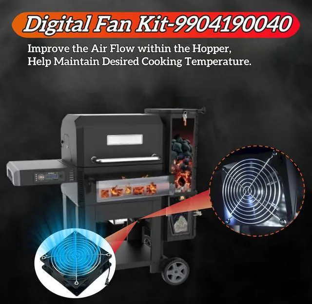 Alt view image 6 of 7 - 9904190040 Fan and Lid/Door Switch Kit for Masterbuilt Gravity Series 560 800 1050 XL Digital Charcoal Grill and Smoker Combo, fit for MB20040220,MB20041020,MB20041220,MB20041320,MB20040221,MB20042221