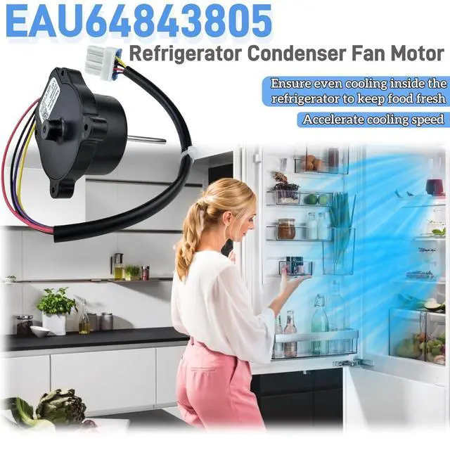 Alt view image 2 of 7 - EAU64843805 Refrigerator Condenser Fan Motor Assembly Compatible with LG/Kenmore Refrigerator, Replace AP6992868 EAP16223525 PS16223525 DC 12V 1A 4-pin
