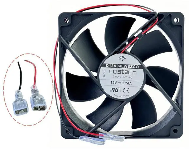 Alt view image 3 of 7 - for COSTECH D12A04LWSZC0 Cooling Fan, 12V 0.24A 12025 120x120x25mm 2-Wire Cooling Fan