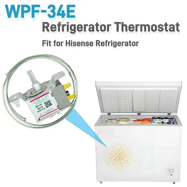 Alt view image 3 of 6 - WPF-34E WPF34E Temperature Control Thermostat, 2-Pins Sensor Probe Refrigerator Thermostat, fit for Hisense Refrigerator Parts WPF34E 1806104, Freezer Temperature Control