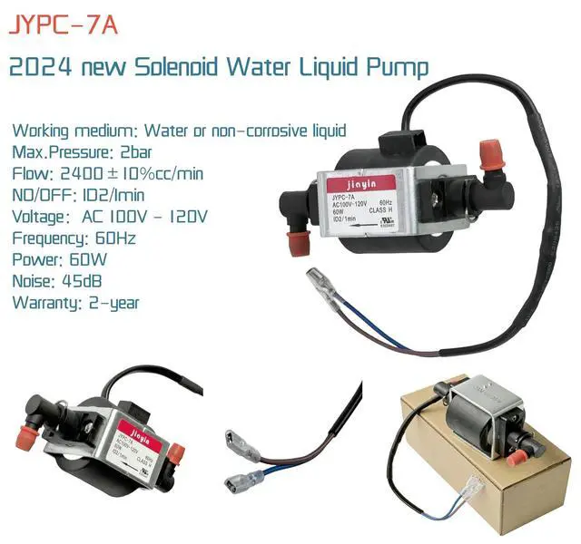 Alt view image 4 of 7 - JYPC-7A AC100V - 120V 60W Water Electromagnetic Solenoid Water Pump, 2400ccmin 2bar 60Hz ID2/min 45dB Solenoid Water Liquid Pump-2 year warranty