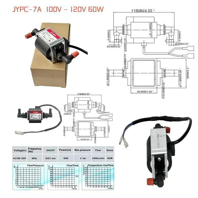 Alt view image 5 of 7 - JYPC-7A AC100V - 120V 60W Water Electromagnetic Solenoid Water Pump, 2400ccmin 2bar 60Hz ID2/min 45dB Solenoid Water Liquid Pump-2 year warranty