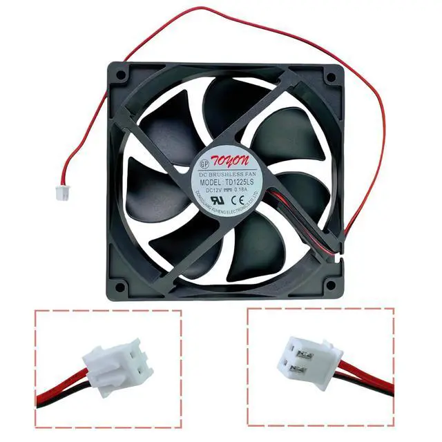 Alt view image 3 of 7 - TD1225LS Cooling Fan, DC12V 0.18A 120x120x25mm 2-Wire DC BRUSHLESS Fan TD1225LS