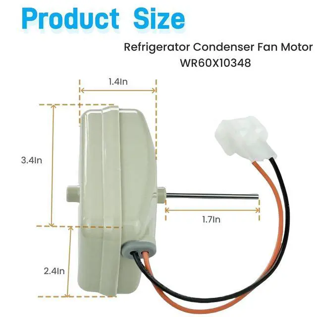 Alt view image 4 of 6 - WR60X10348 Refrigerator Condenser Fan Motor Fit for GE Hotpoint Replace AP5982576, 4248260, PS11701278, WR60X10048, WR60X10071, WR60X10140, WR60X10142, WR60X10186, WR60X10241.