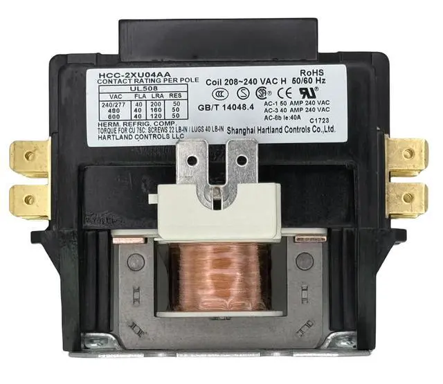 Alt view image 2 of 7 - HCC-2XU04AA 208V-240V 40A DPST Contactor,50-60Hz Bipolar AC contactor