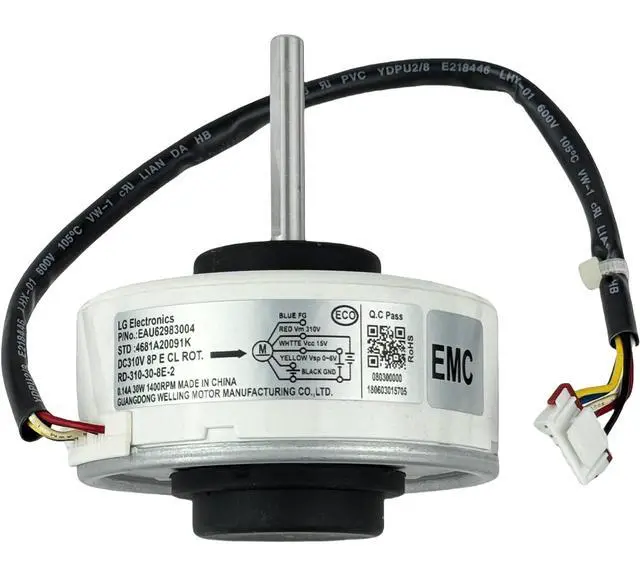 Alt view image 6 of 7 - Air Conditioner Fan Motor EAU62983004 4681A20091K RD-310-30-8E-2 SIC-41CVJ-F130-5, Inverter air Conditioner DC Motor fit for LG Inverter air Conditioner, DC310V 30W 0.14A CCW 1400RPM