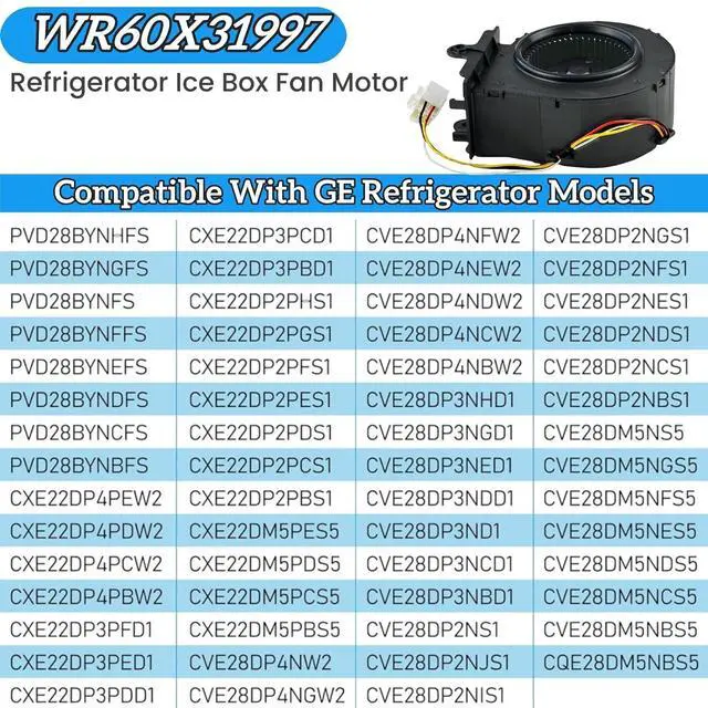 Alt view image 5 of 7 - WR60X31997 Refrigerator Ice Box Fan Motor for GE Refrigerator,12VDC,0.23A Whirlpool Ice Box Fan WR60X31997