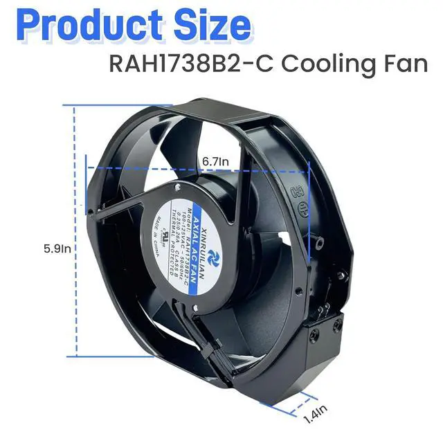 Alt view image 3 of 7 - for XINRUILIAN RAH1738B2-C Cooling Fan 100-125VAC 0.25/0.26A 50/60Hz 172x150x38mm,2-pin BTH Connector Cooling Fan RAH1738B2-C
