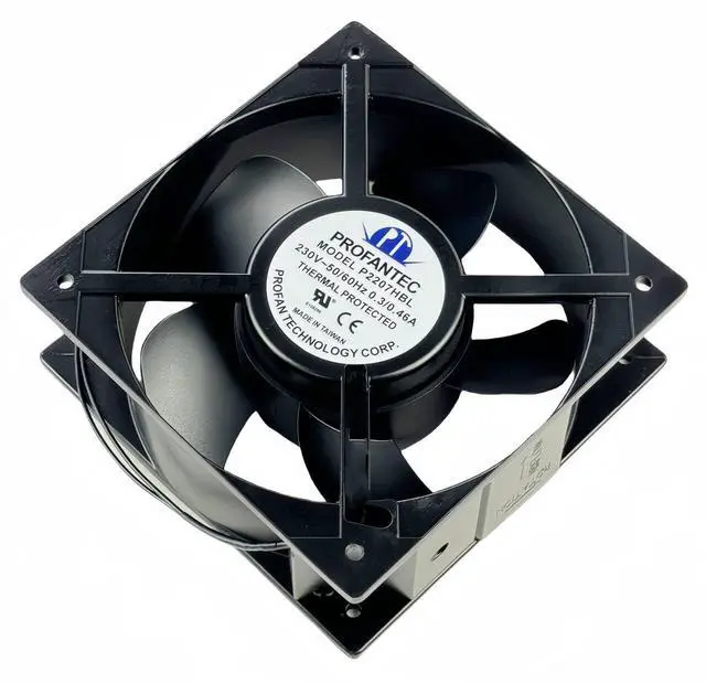 Alt view image 3 of 7 - P2207HBL PROFANTEC Axial Fan, Electric Control Cabinet Cooling Fan AC230V 0.3/0.46A 50/60Hz, 2-Wire Thermal Protected Cooling Fan P2207HBL 208x208x72mm