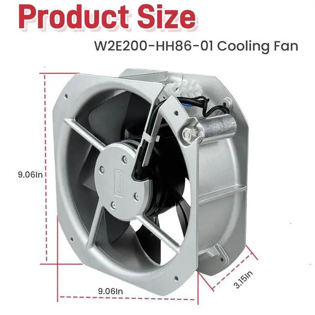 Alt view image 2 of 7 - for EBM-PAPST W2E200-HH86-01 Cooling Fan, 115V 80W 0.58-0.70A 50/60Hz axial Flow Fan, 5uF 220VDB 225×225×80mm Fan