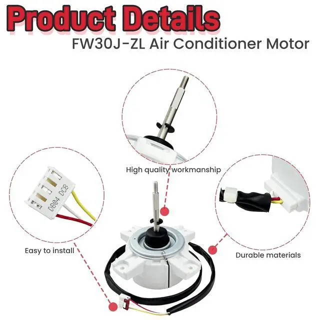 Alt view image 3 of 7 - Air Conditioning Motor FW30J-ZL ZWS30-J SIC-62FV-F130-4 DC Brushless Motor, DC310V 30W 900r/min for Gree air Conditioning Three Wire DC brushless Fan
