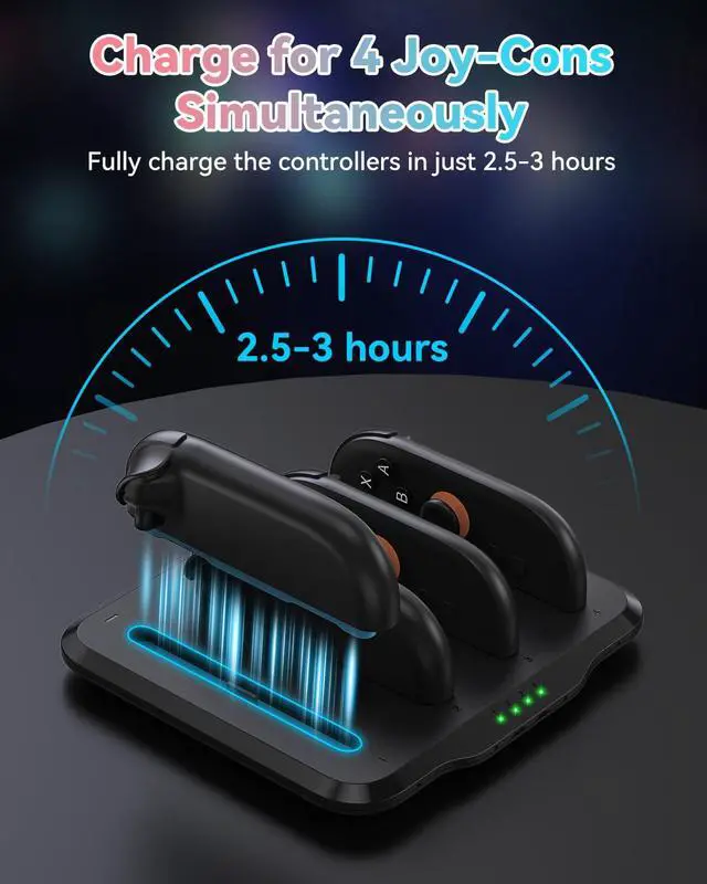 Alt view image 3 of 7 - ELUTENG Controller Charger Dock 4 in 1 Fast Charging Dock for Switch 2 Joy Con Ultra-Thin Design Portable Dual-Direction Magnetic Fast Charger Station with USB C Cable
