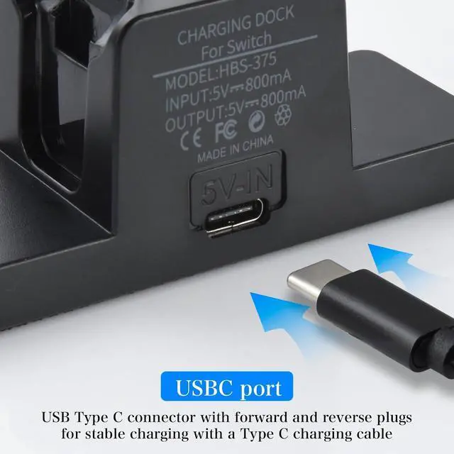 Alt view image 6 of 7 - ELUTENG Nintendo Switch Controller Charger, 2 Port Joycon Charging Dock with LED Indicator & 3.3Ft USB-C Charging Cable for Switch & Joy-Con Controllers
