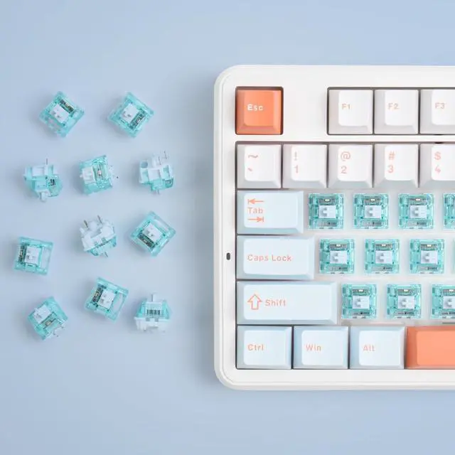 Alt view image 7 of 7 - ELUTENG Ice Blue Mechanical Keyboard Switches 100 Pieces 48gf Tactile Switches for Gaming Mechanical Keyboards 5 Pins POM Stem Pre Lubed Key Switches Compatible with MX Mechanical Keyboard Switch Set