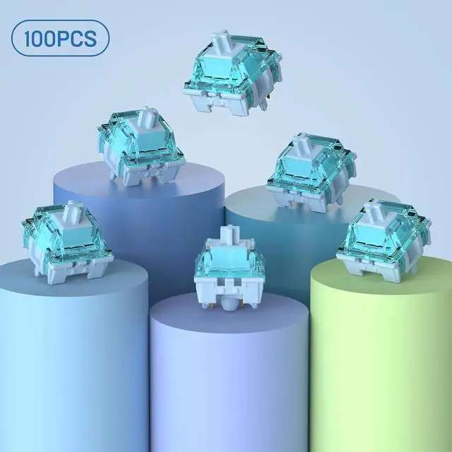 Alt view image 2 of 7 - ELUTENG Ice Blue Mechanical Keyboard Switches 100 Pieces 48gf Tactile Switches for Gaming Mechanical Keyboards 5 Pins POM Stem Pre Lubed Key Switches Compatible with MX Mechanical Keyboard Switch Set