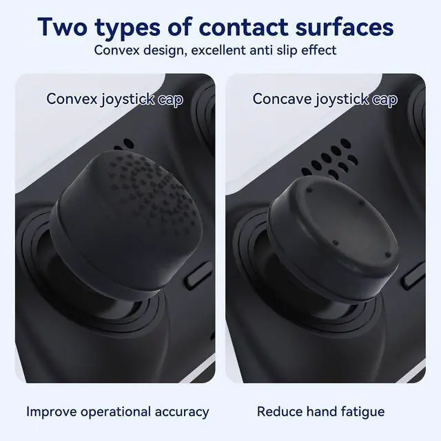 Alt view image 2 of 7 - ELUTENG Joystick Replacement Grip Caps for PS4/PS5 Controller 8 Pcs Anti-Slip Anti-Stickiness Anti-Scratch Joystick Caps Controller Thumbstick Grips Replacement Button Repair Part
