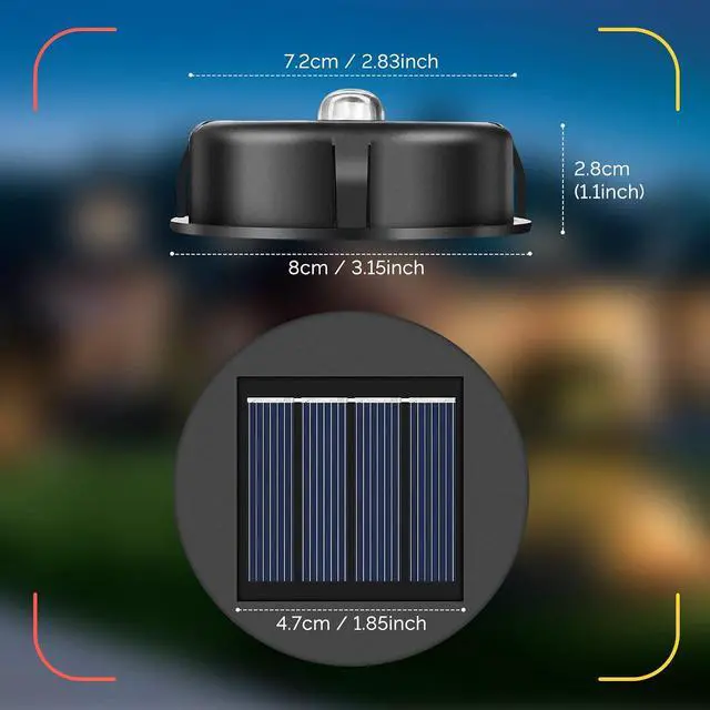 Alt view image 3 of 7 - ELUTENG Solar Light Replacement Top 4 Pack (Top Size 3.15 inch, Bottom Size 2.83 inch) LED Solar Lantern Light Lids Outdoor Waterproof Replacement Solar Light Tops Warm White LED