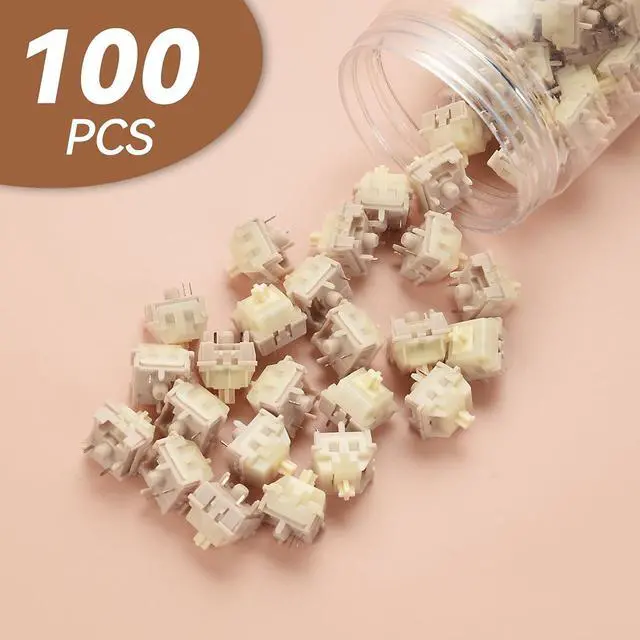 Alt view image 7 of 7 - ELUTENG Brown Mechanical Keyboard Switches 100 Pieces 48gf Tactile Switches for Gaming Mechanical Keyboards 5 Pins POM Stem Pre Lubed Key Switches Compatible with MX Keyboard